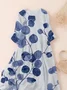 Women's Three Quarter Sleeve Spring/Fall White Floral Printing Crew Neck Daily Going Out Casual Maxi H-Line Classic Dress