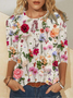 Crew Neck Floral Casual T-Shirt
