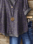 Women's Vintage Floral Art Print Button-Down Shirt