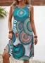 Cotton Regular Fit Ethnic Geometry Casual Dress With No