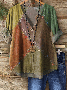 Women's Vintage Floral Art Print Button-Down Shirt