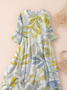 Women's Three Quarter Sleeve Spring/Fall As Picture Floral Printing Crew Neck Daily Going Out Casual Maxi H-Line Classic Dress