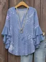 Women's Bohemian Pattern V-Neck Multi-Layered Lace Shirt