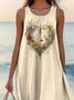 Crew Neck Casual Plants Regular Fit Dress With No