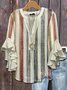 Women's Bohemian Pattern V-Neck Multi-Layered Lace Shirt