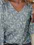 Print Casual V Neck Long Sleeve T-Shirt