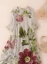 Women's Three Quarter Sleeve Spring/Fall Apricot Floral Printing Crew Neck Daily Going Out Casual Maxi H-Line Classic Dress