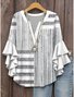 Women's Bohemian Pattern V-Neck Multi-Layered Lace Shirt
