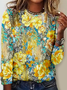 Casual Crew Neck Loose Floral T-Shirt