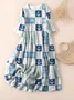 Casual Regular Fit Crew Neck Linen Dress With No