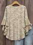 Women's Bohemian Pattern V-Neck Multi-Layered Lace Shirt