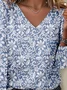 Print Casual V Neck Long Sleeve T-Shirt