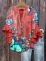 Women's Floral Ruffle Sleeve Top
