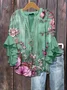 Women's Floral Ruffle Sleeve Top