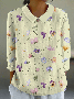 Floral Shawl Collar Loose Vintage Shirt