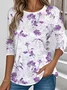 Floral Casual Crew Neck Jersey T-Shirt