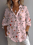 Women's Vintage Floral Print Lapel Button-Down Shirt