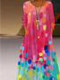 Women's Elegant Casual Double Layer Color Contrast Dress