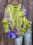 Women's Floral Ruffle Sleeve Top