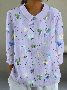 Floral Shawl Collar Loose Vintage Shirt