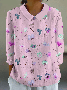Floral Shawl Collar Loose Vintage Shirt