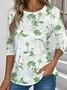 Floral Casual Crew Neck Jersey T-Shirt