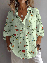 Women's Vintage Floral Print Lapel Button-Down Shirt
