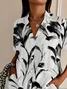 Women's Short Sleeve Shirt Summer White Floral Printing Shirt Collar Daily Going Out Casual Top