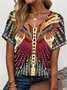 Casual Regular Fit Ethnic Geometry T-Shirt