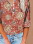 Button Long Sleeve Casual Vintage Print Shirt