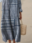 Women's simple striped geometric watercolor splash fluid art print flowy dress