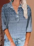 Button Long Sleeve Casual Vintage Print Shirt