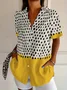Women's Short Sleeve Shirt Summer Yellow Abstract Polka Dots Printing Shirt Collar Daily Going Out Casual Top