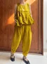 Casual Plain Crew Neck Two-Piece Set