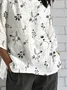 Floral Crew Neck Linen Blend Simple Shirt