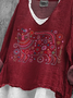 Linen Blend Animal Vintage Loose Shirt