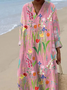 Women's Vintage Flowers Print Casual Long Sleeve Dress