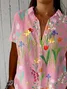 Women's Short Sleeve Shirt Summer Pink Floral Printing Shirt Collar Daily Going Out Casual Top
