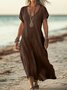 Casual Plain V Neck Maxi Dress