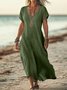 Casual Plain V Neck Maxi Dress