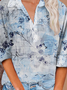 Button Long Sleeve Casual Vintage Print Shirt