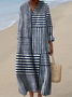 Women's simple striped geometric watercolor splash fluid art print flowy dress