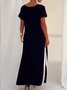 Casual Color Block V Neck Maxi Dress
