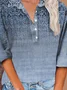 Button Long Sleeve Casual Vintage Print Shirt
