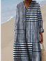 Women's simple striped geometric watercolor splash fluid art print flowy dress
