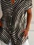 Women's Short Sleeve Shirt Summer Khaki Abstract Stripes Printing Shirt Collar Daily Going Out Casual Top
