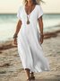 Casual Plain V Neck Maxi Dress