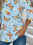 Casual Crew Neck Butterfly T-Shirt