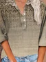 Button Long Sleeve Casual Vintage Print Shirt