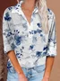 Button Long Sleeve Casual Vintage Print Shirt